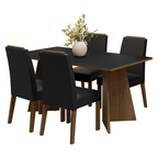 Juego de Comedor Évora con 4 Sillas Marrón/Negro/Oxford
