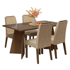 Juego de Comedor Braga con 4 Sillas - Tablero de Madera y Cristal Marrón/Imperial