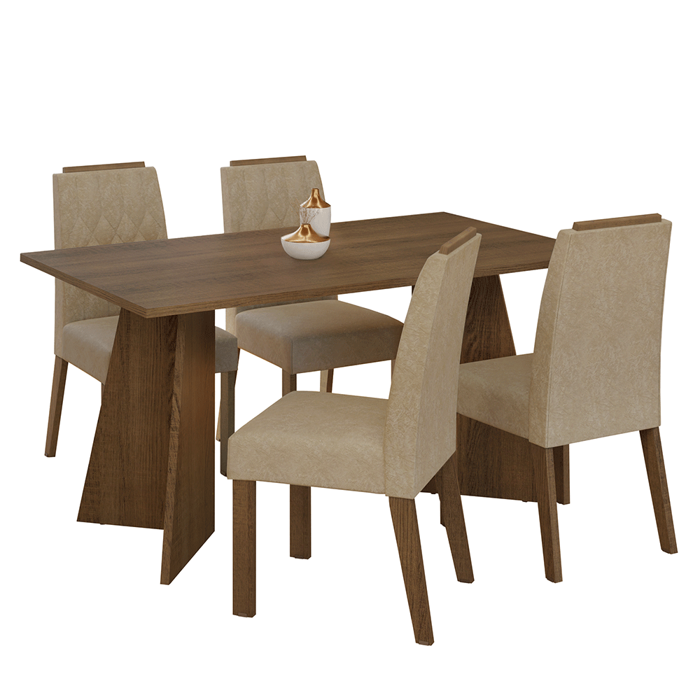 Juego de Comedor Tulum con 4 Sillas Marrón/Imperial