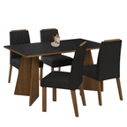 Juego de Comedor Tulum con 4 Sillas Marrón/Negro/Oxford
