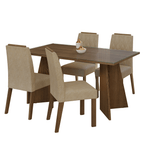 Juego de Comedor Porto con 4 Sillas - Tablero de Madera y Cristal Marrón/Imperial