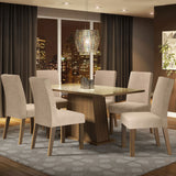 Juego de Comedor Patricia con 6 Sillas - Tablero de Madera y Cristal