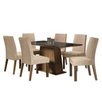 Juego de Comedor Patricia con 6 Sillas - Tablero de Madera y Cristal Marrón/Negro/Imperial