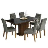 Juego de Comedor Geórgia con 6 Sillas - Tablero de Madera y Cristal