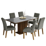 Juego de Comedor Geórgia con 6 Sillas - Tablero de Madera y Cristal