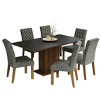 Juego de Comedor Hanna con 6 Sillas Marrón/Negro/Plateado