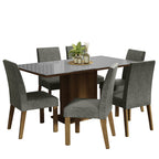 Juego de Comedor Alexis con 6 Sillas - Tablero de Madera y Cubierta de Cristal Marrón/Gris/Plateado