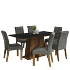 Juego de Comedor Britney con 6 Sillas Marrón/Negro/Plateado