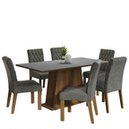 Juego de Comedor Britney con 6 Sillas Marrón/Gris/Plateado