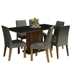 Juego de Comedor Renata con 6 Sillas Marrón/Negro/Plateado