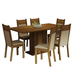 Juego de Comedor Augusta con 6 Sillas Marrón/Crema/Beige