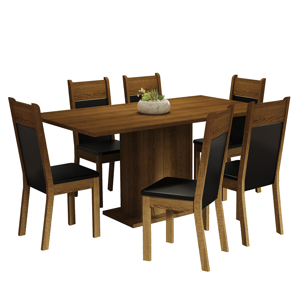Juego de Comedor Augusta con 6 Sillas Marrón/Negro