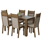 Juego de Comedor Bahamas con 6 Sillas Marrón/Crema/Beige