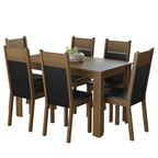 Juego de Comedor Bahamas con 6 Sillas Marrón/Negro