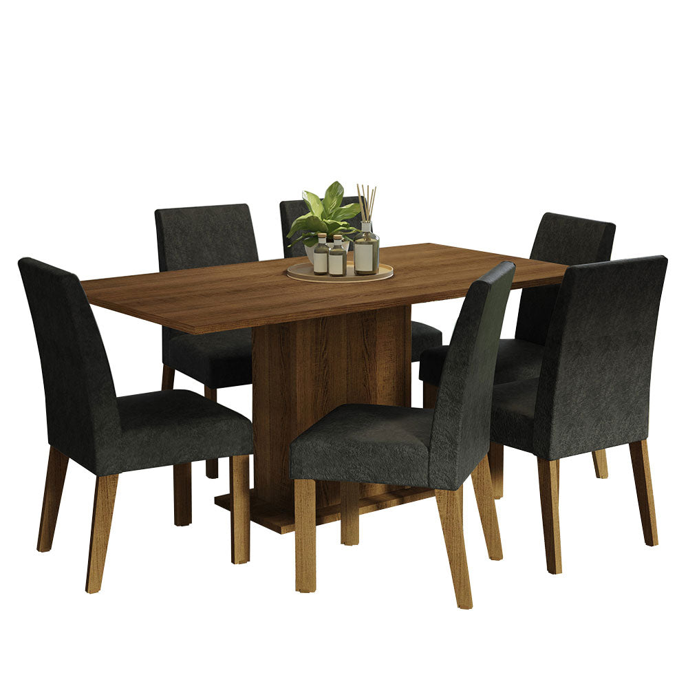 Juego de Comedor Renata con 6 Sillas Marrón/Oxford