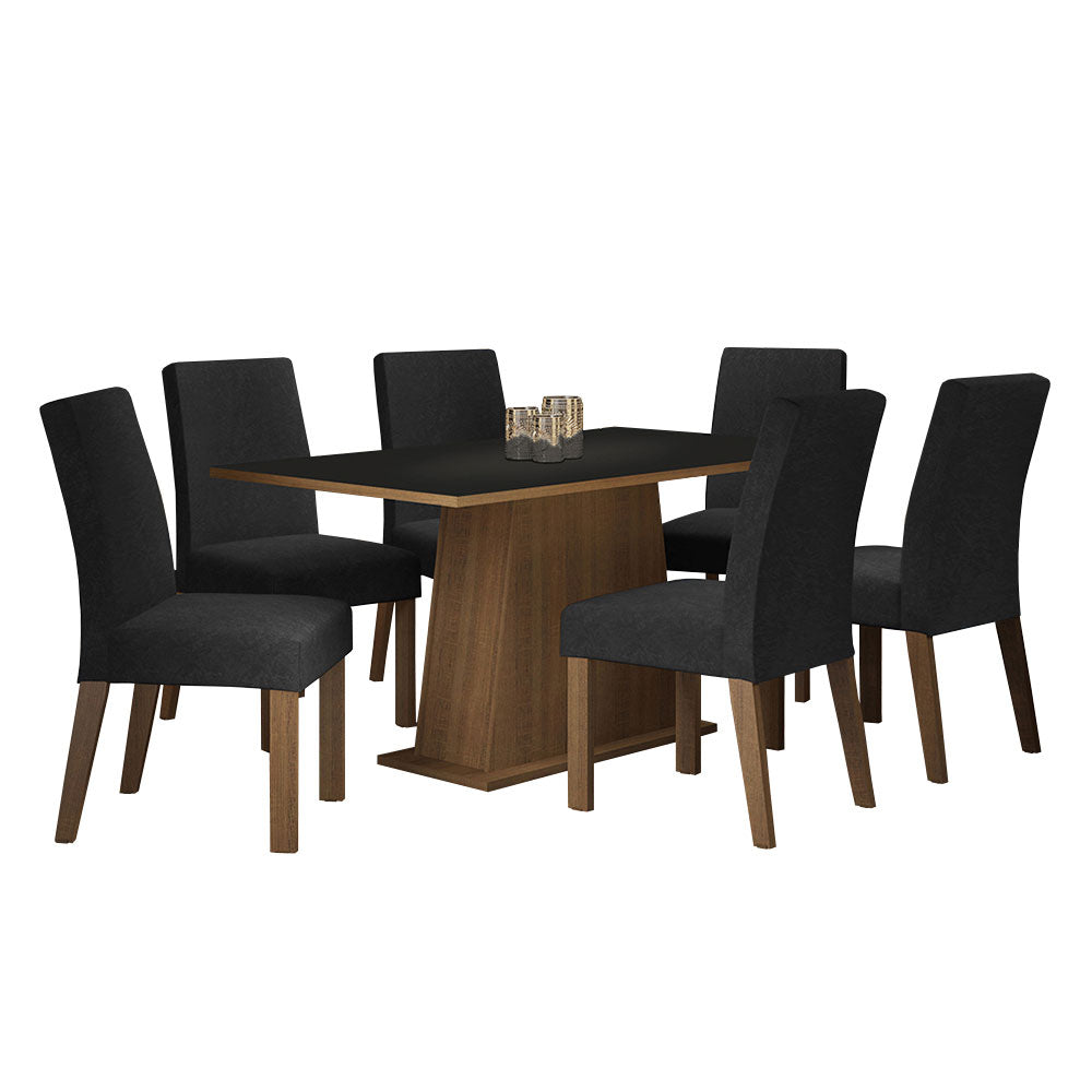 Juego de Comedor Luciana con 6 Sillas Oxford Marrón/Negro/Oxford