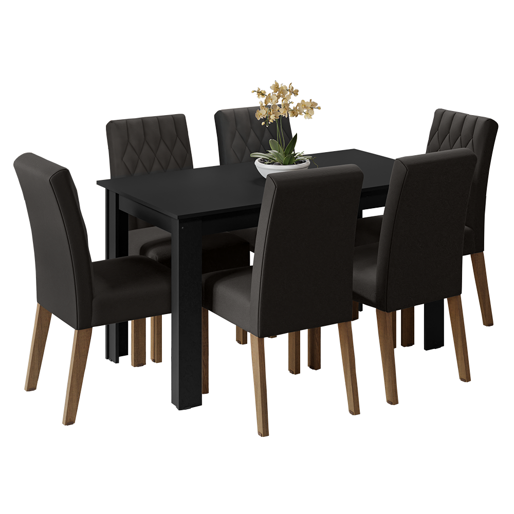 Juego de Comedor Madesa Allegro con 6 Sillas Marrón/Negro/Oxford