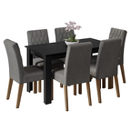 Juego de Comedor Madesa Allegro con 6 Sillas Marrón/Negro/Plateado