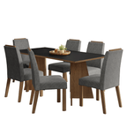 Juego de Comedor Minsk con 6 Sillas Marrón/Negro/Plateado