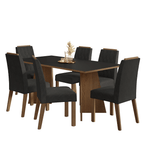 Juego de Comedor York con 6 Sillas Marrón/Negro/Oxford