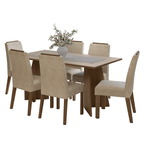 Juego de Comedor Soho con 6 Sillas Marrón/Crema/Imperial