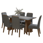 Juego de Comedor Soho con 6 Sillas Marrón/Gris/Plateado