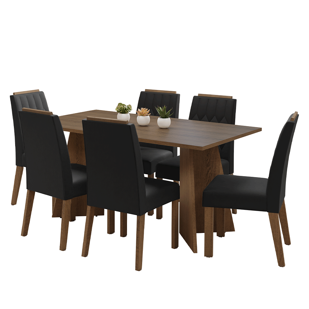 Juego de Comedor Leon con 6 Sillas Marrón/Oxford