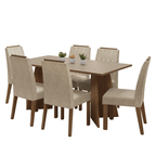 Juego de Comedor Leon con 6 Sillas Marrón/Crema/Imperial