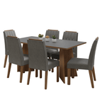 Juego de Comedor Leon con 6 Sillas Marrón/Gris/Plateado