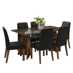 Juego de Comedor Sintra con 6 Sillas - Tablero de Madera y Cristal Marrón/Oxford