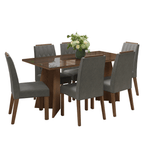 Juego de Comedor Sintra con 6 Sillas - Tablero de Madera y Cristal Marrón/Plateado