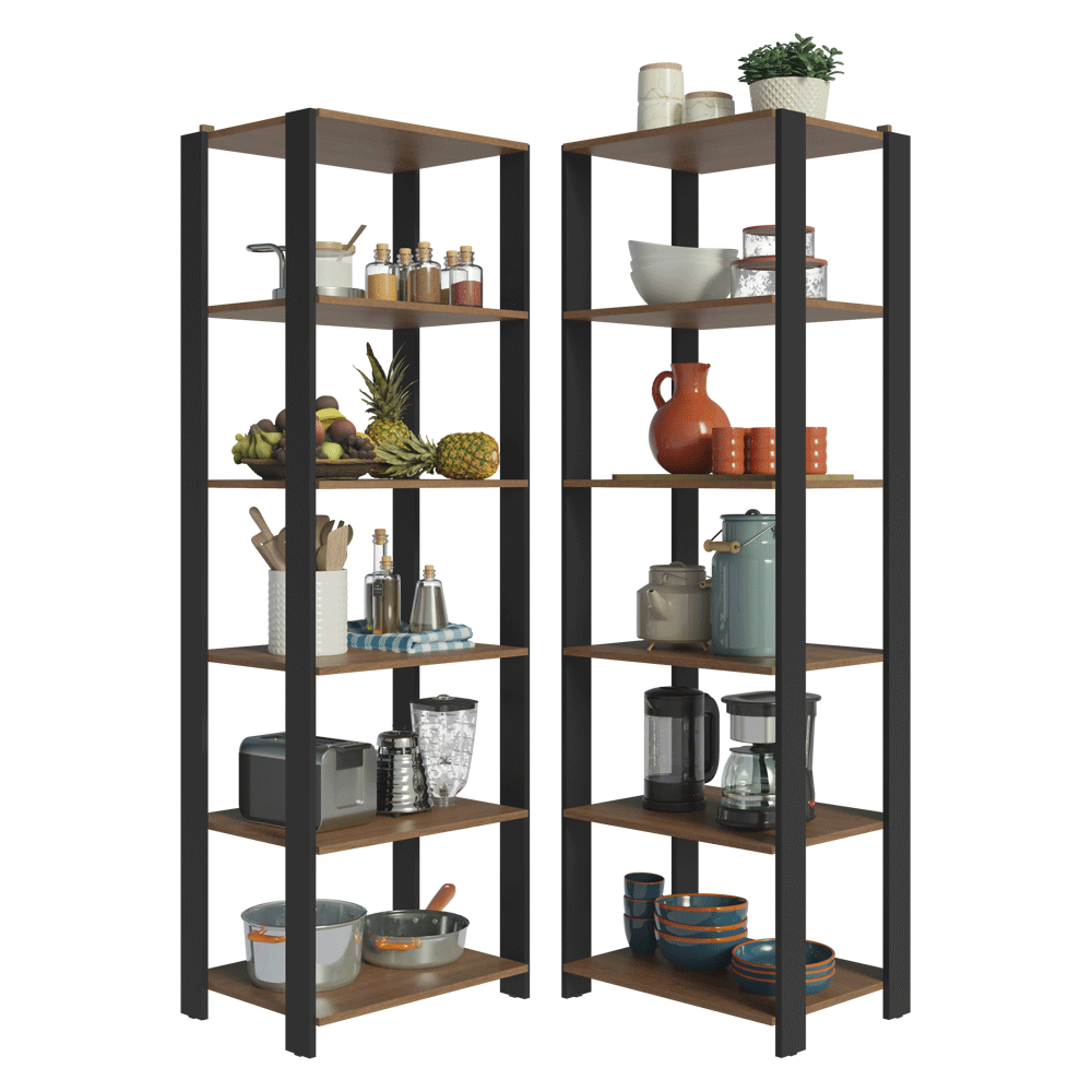 Armario Estante Organizador Multiuso de Esquina Madesa con 10 Niveles 118 cm Marrón/Negro