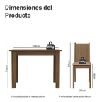 Juego de Comedor Rute Tablero Rectangular de Madera con 4 Sillas Marrón/Beige Madesa