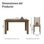 Juego de Comedor Bea con 4 Sillas Marrón/Crema