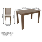 Juego de Comedor Cintia con 4 Sillas Marrón/Beige