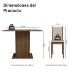Juego de Comedor Talita Tablero Rectangular de Madera con 4 Sillas Marrón/Crema/Beige Madesa