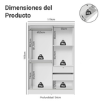 Clóset Luke 2 Puertas Corredizas 2 Cajones Blanco 183 cm x 119 cm x 54 cm