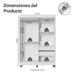 Clóset Luke con Patas 2 Puertas Corredizas 1 Espejo Blanco 192 cm x 120 cm x 53 cm