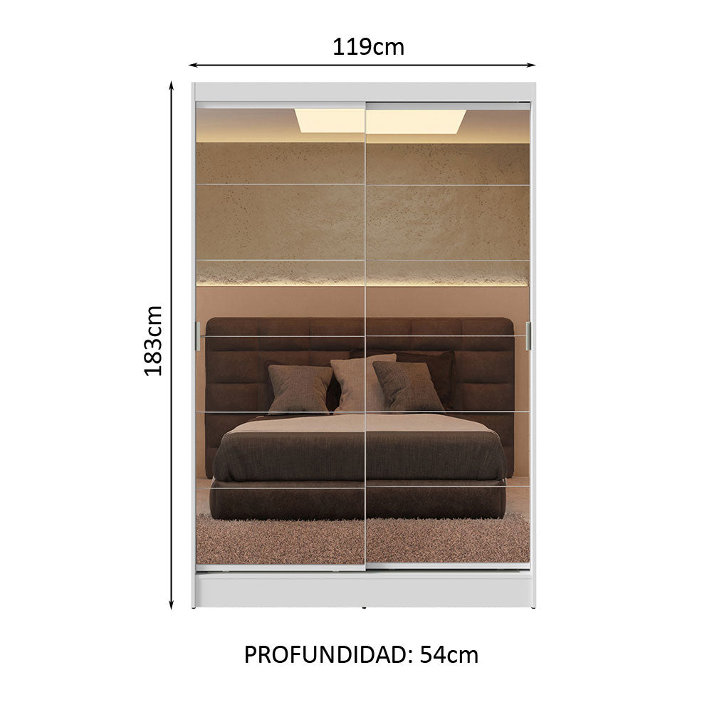 Closet Luke 2 Puertas Corredizas con Espejos