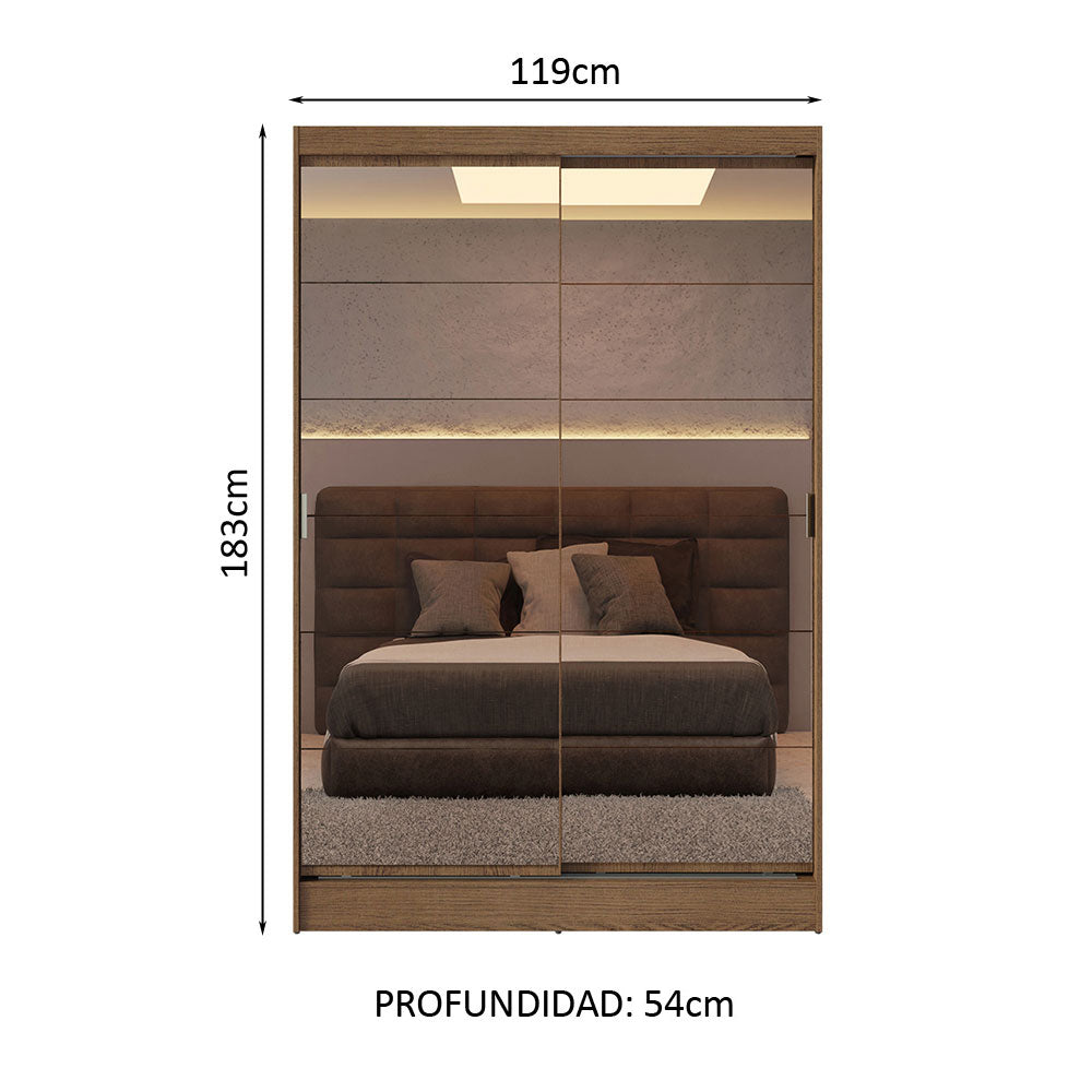 Closet Luke 2 Puertas Corredizas con Espejos