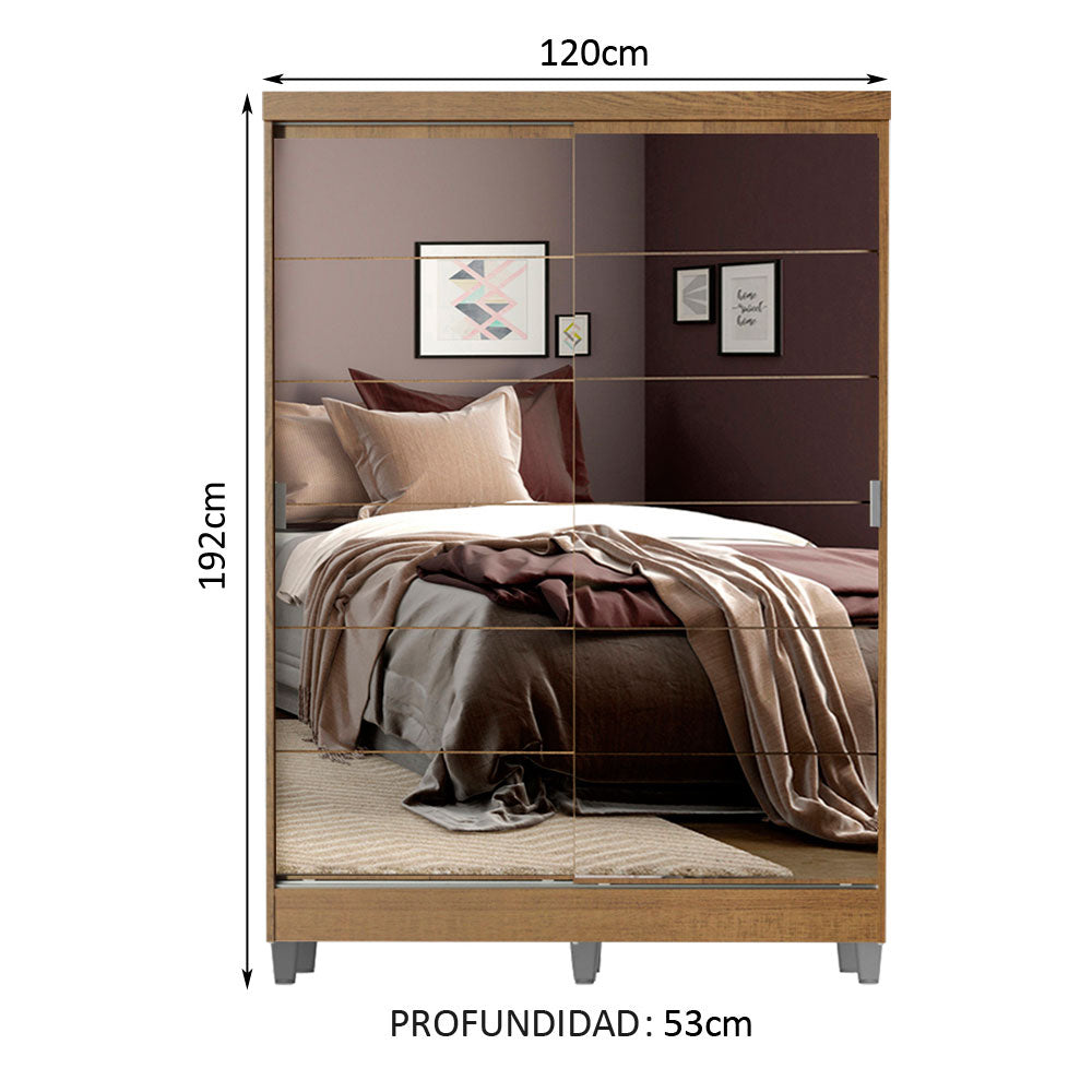 Closet Luke con Patas 2 Puertas Corredizas con Espejos