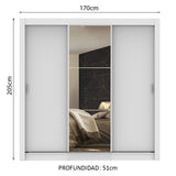 Closet Monaco 3 Puertas Corredizas 1 Espejo