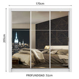 Closet Monaco 3 Puertas Corredizas con Espejos