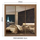 Closet Monaco 3 Puertas Corredizas con Espejos