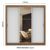 Closet Monaco 3 Puertas Corredizas 1 Espejo