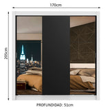 Closet Monaco 3 Puertas Corredizas 2 Espejos