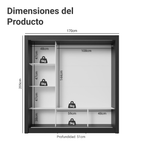 Clóset Monaco 3 Puertas Corredizas 2 Espejos Negro/Blanco 170 cm x 205 cm x 51 cm