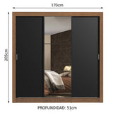 Closet Monaco 3 Puertas Corredizas 1 Espejo