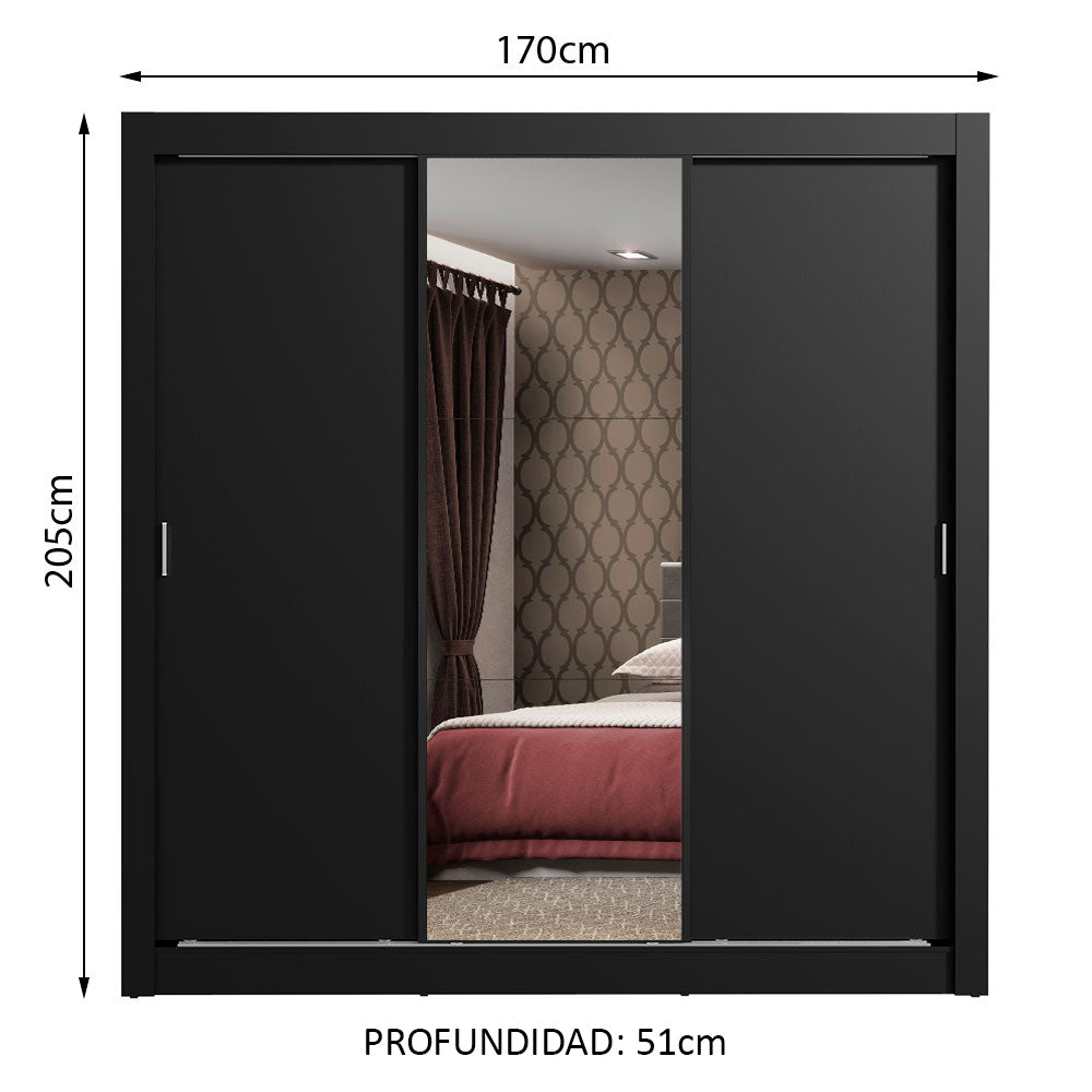Closet Monaco 3 Puertas Corredizas 1 Espejo
