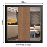 Closet Monaco 3 Puertas Corredizas 2 Espejos